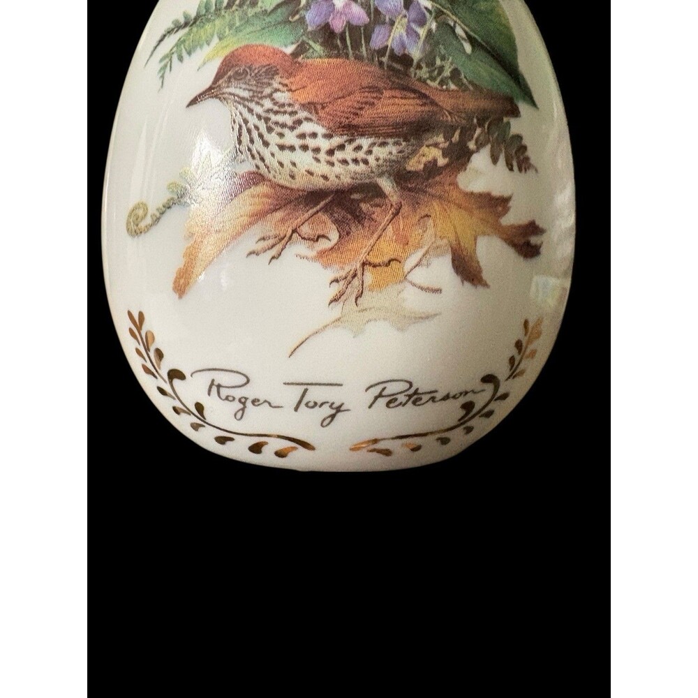 Danbury Mint Roger Tory Peterson Porcelain Songbird Egg Wood Thrush 1995 - Picture 2 of 6